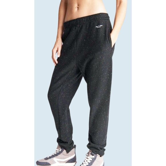 RAG & BONE Black Speckled Loose Fit Sweatpants Loungewear Size Small - Picture 1 of 8